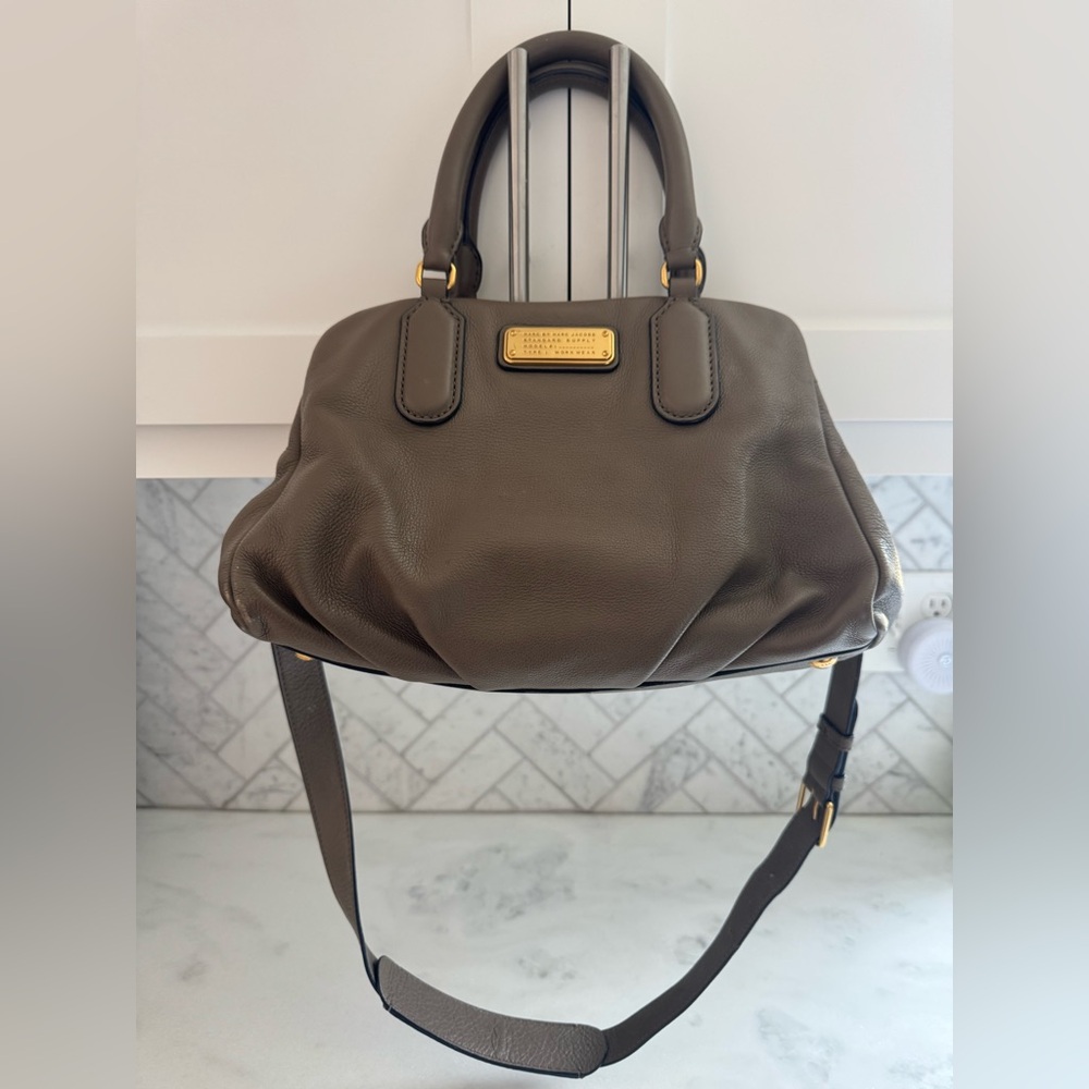 Marc Jacobs Brown Pebbled Leather Satchel with adjustable Shoulder Strap